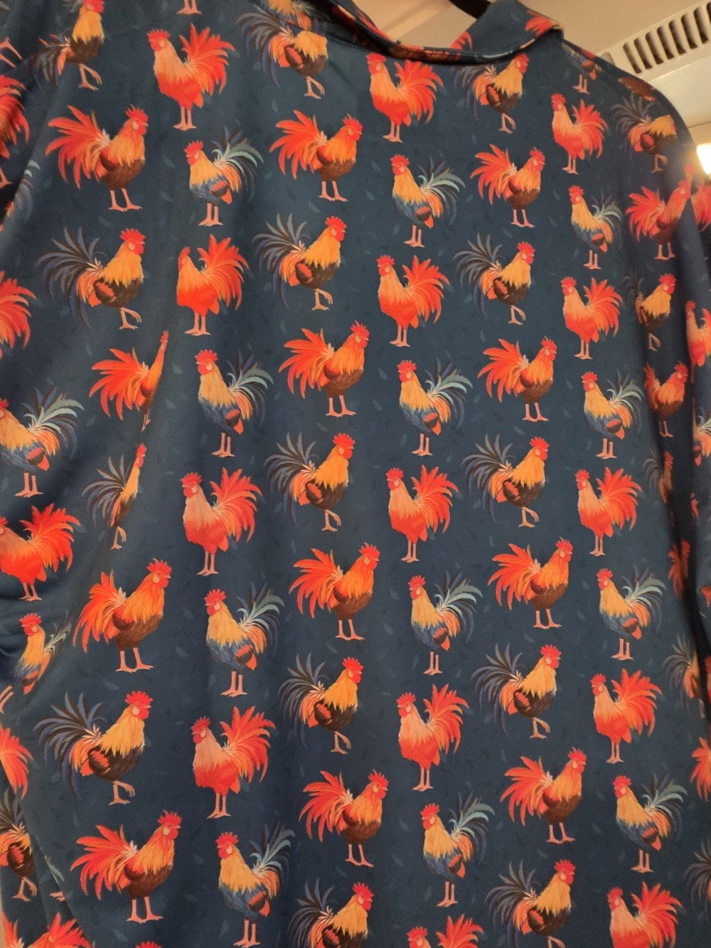 Men's Navy Blue Rooster Print Shirt - Picture 3 of 3
